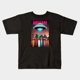 UAP Over Miami UFO Flying Saucer Aliens in Miami Ufology Disclosure ET Believer Kids T-Shirt